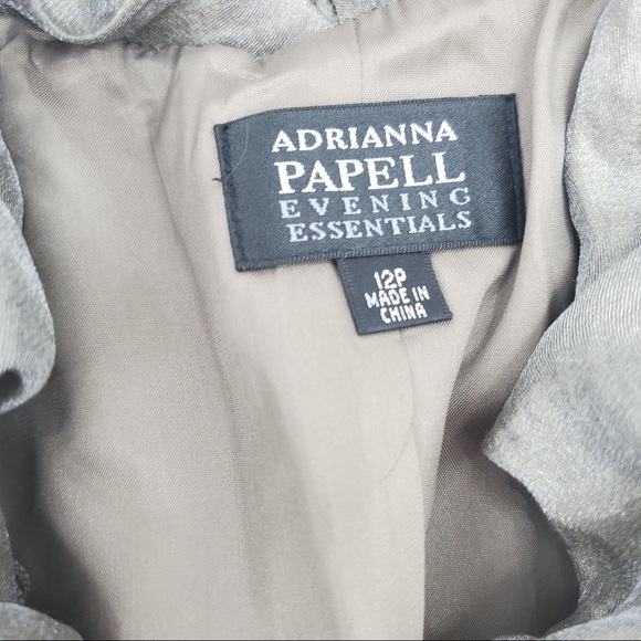 Adrianna Papell Evening Essentials Cocktail Hour Jacket Blouse Ruffles Silver - Picture 8 of 8